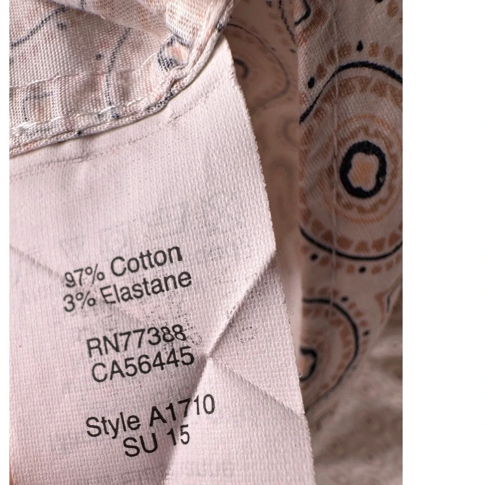 J.Crew Haberdashery Geometric Print Button-Up Shirt‎ Small Beige Tan Cotton
